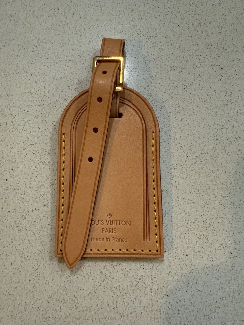 Authentic Louis Vuitton Tan/Vachetta Leather Luggage Tag with Gold Buckle